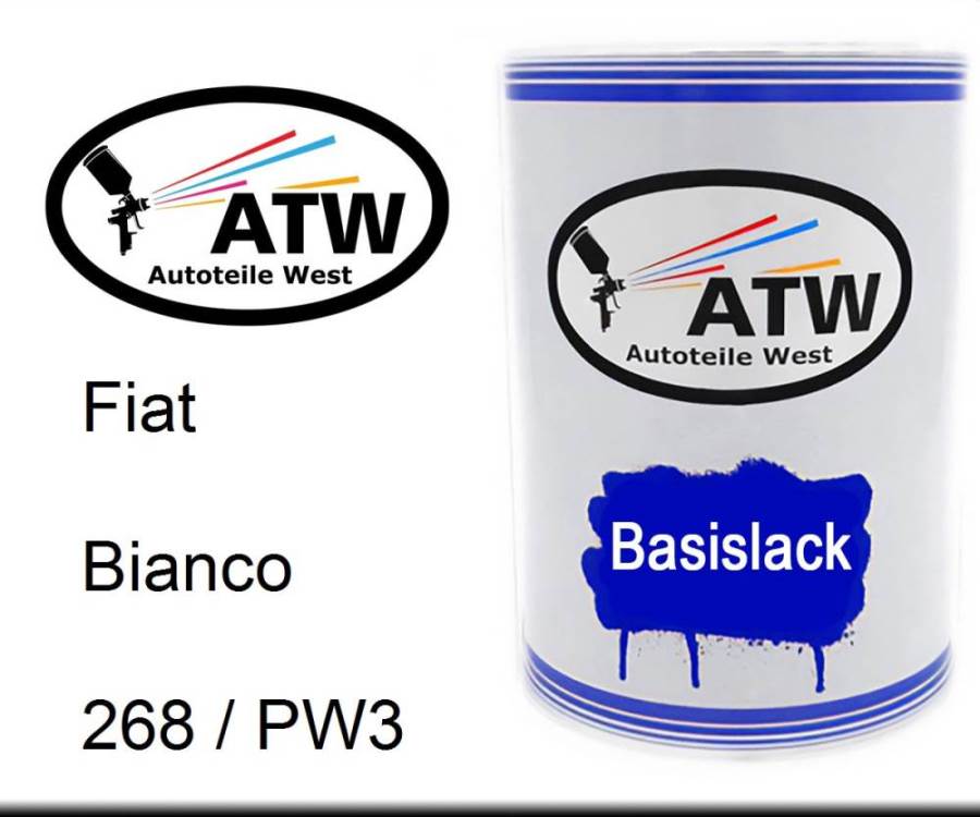 Fiat, Bianco, 268 / PW3: 500ml Lackdose, von ATW Autoteile West.